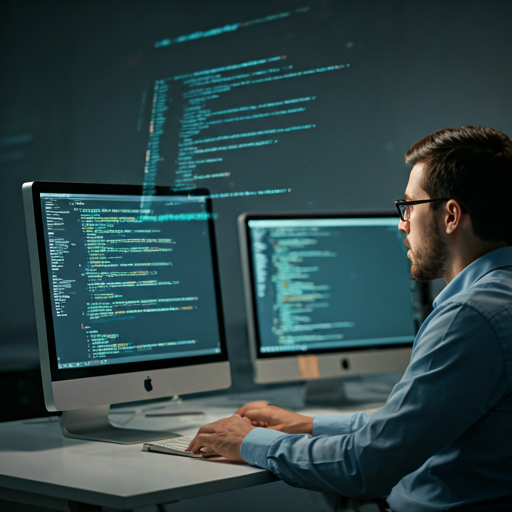 Software engineers collaborating in a modern workspace